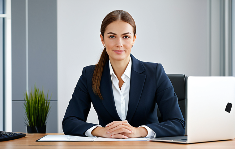 Business Professional**

"A professional businesswoman in a modest business suit, sitting at a desk in a modern office, fully clothed, appropriate attire, safe for work, perfect anatomy, natural proportions, professional photography, high quality, professional, family-friendly."

**
