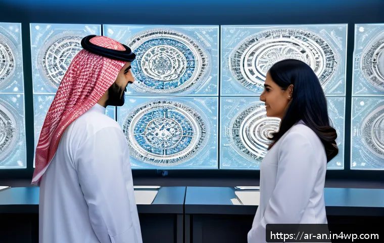 정부의 얼굴 인식 기술 사용 정책 - A detailed, realistic scene depicting a Middle Eastern government office where diverse professionals...